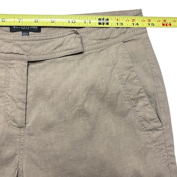 Eileen Fisher Linen Viscose Trouser Pant Size 6P Straight Leg Stretch Tan - Picture 5 of 12